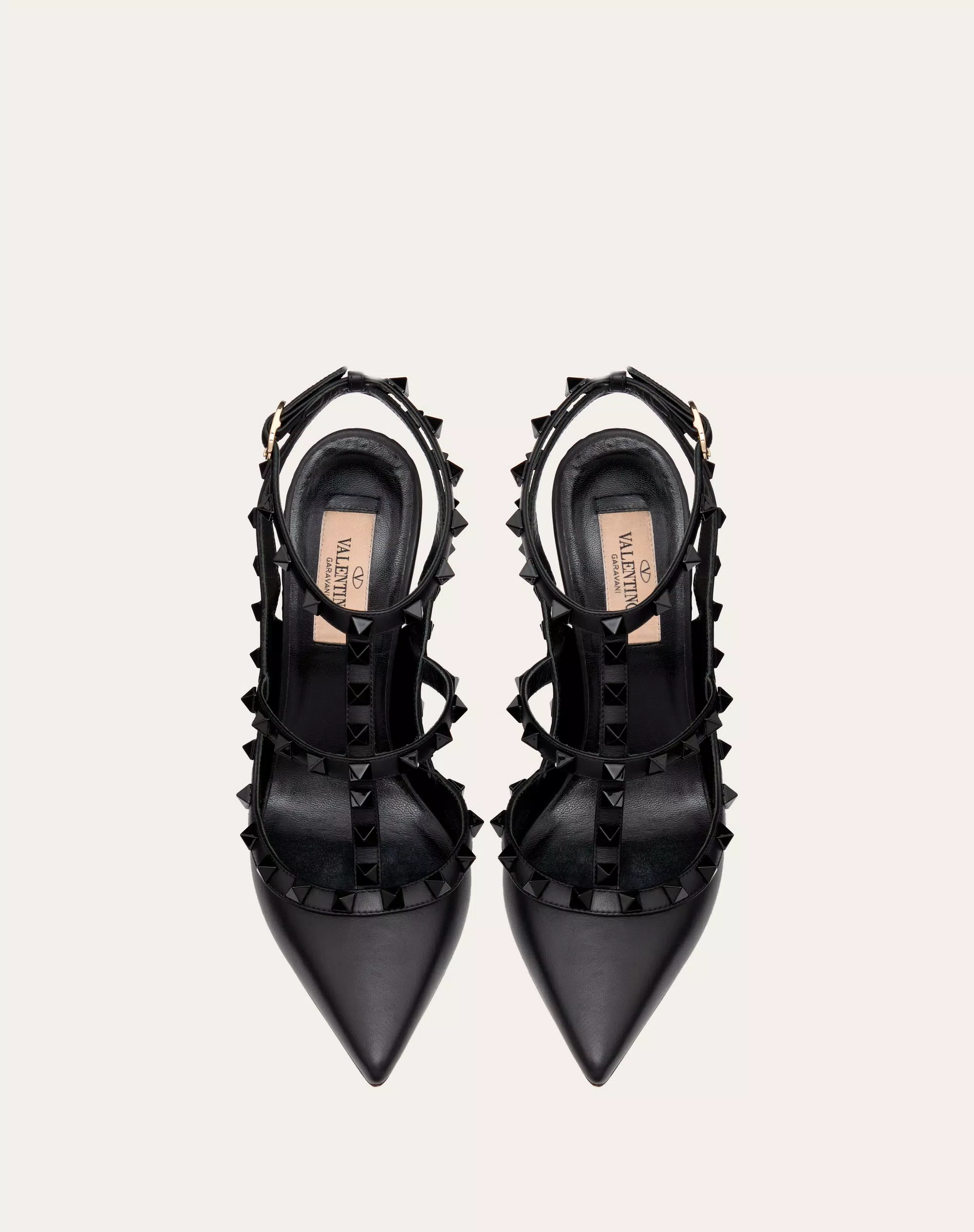 ROCKSTUD ANKLE STRAP PUMP WITH TONAL STUDS 100 MM